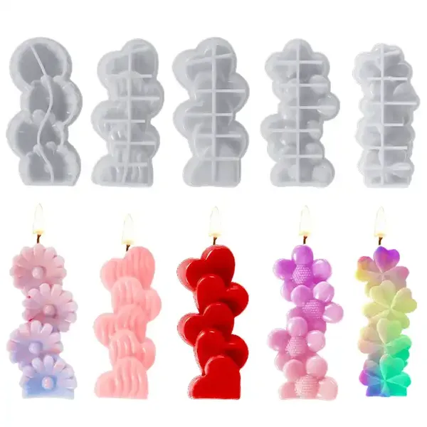 Velas 4 corazones y flores 5