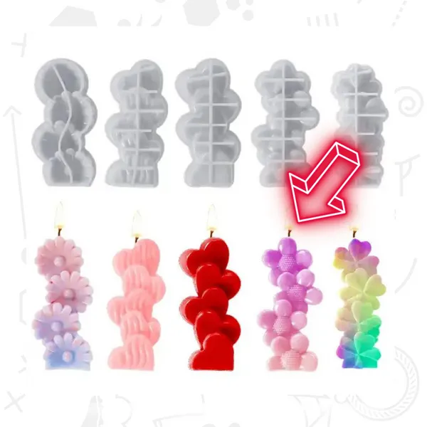 Velas 4 corazones y flores 4