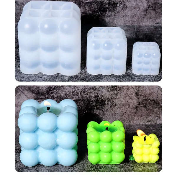 Molde de vela cubo 9 bolitas grande