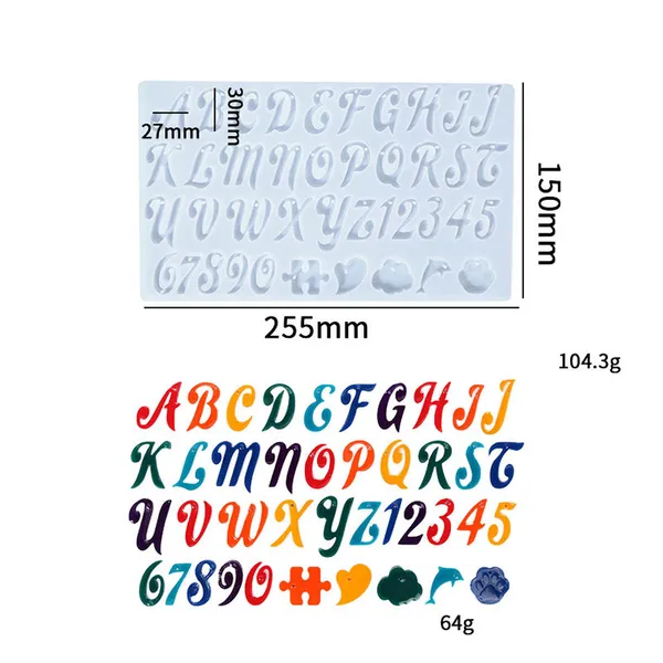 Molde silicona alfabeto letra manuscrita