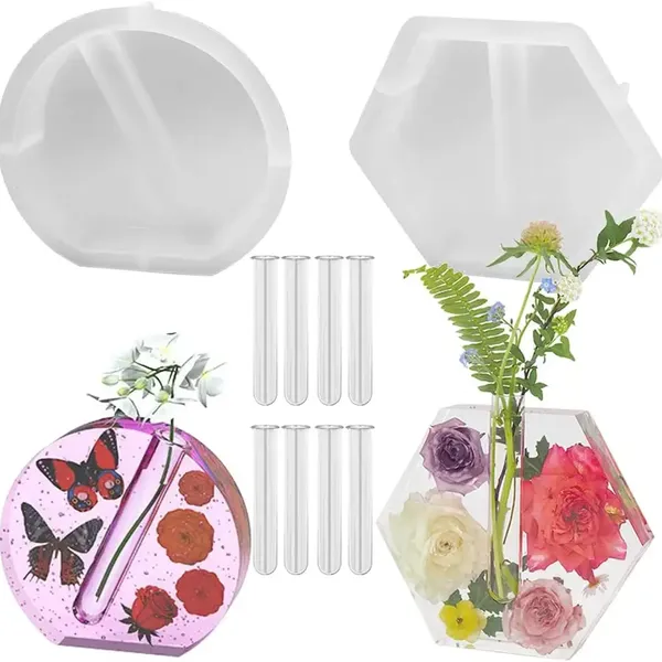 Molde de silicona floreros tubos de ensayo