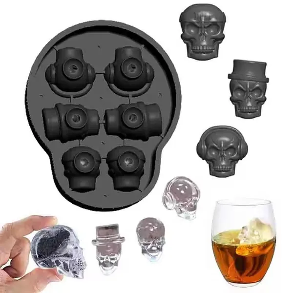 Molde en forma de calavera de 6 cavidades para hacer hielo.