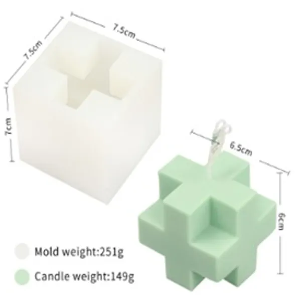 Molde para vela cubo en cruz