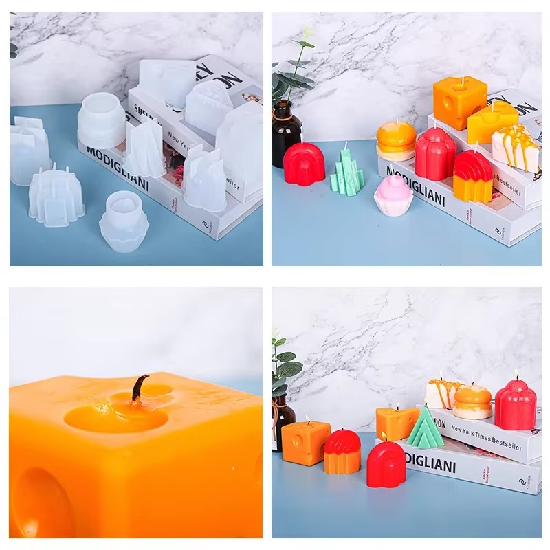 Molde vela rodaja de queso mordido